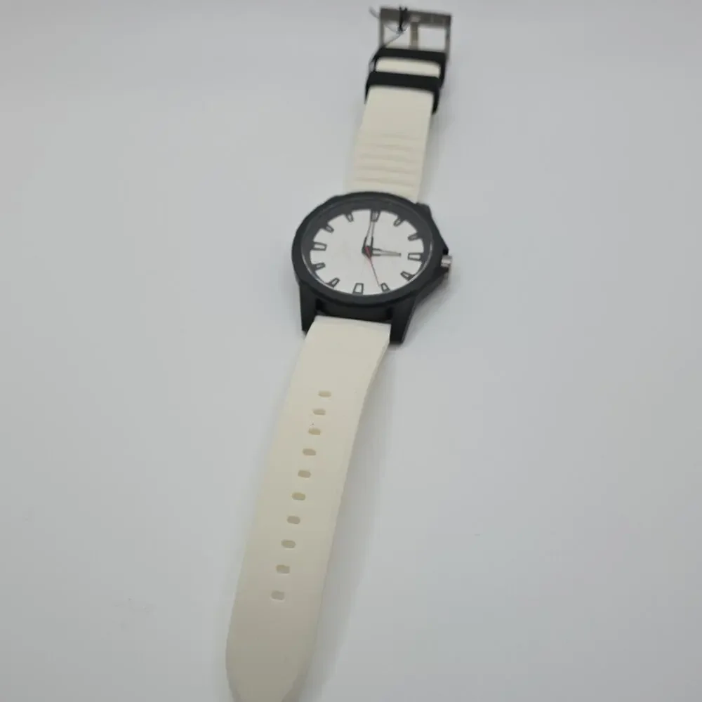 Armani Exchange White Silicone Band Black Stainless Steel Analog Watch 3 ATM